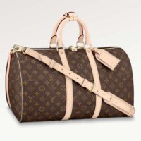 Louis Vuitton LV Unisex Keepall Bandoulière 45 Monogram Canvas Natural Cowhide Leather