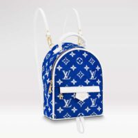 Louis Vuitton LV Unisex Palm Springs Mini Backpack Blue Monogram Velvet Jacquard