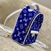 Louis Vuitton LV Unisex Palm Springs Mini Backpack Blue Monogram Velvet Jacquard (1)