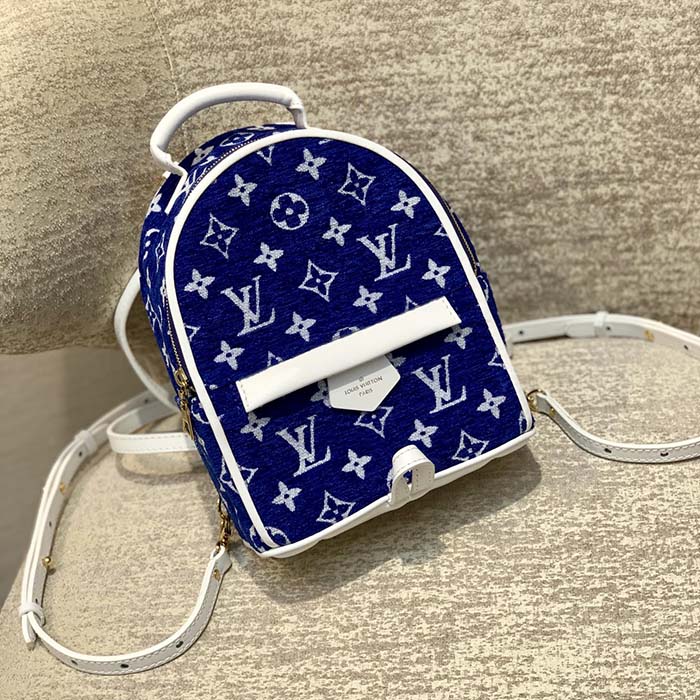 Louis Vuitton Palm Springs Mini Blue in Velvet/Leather with Gold-tone - US