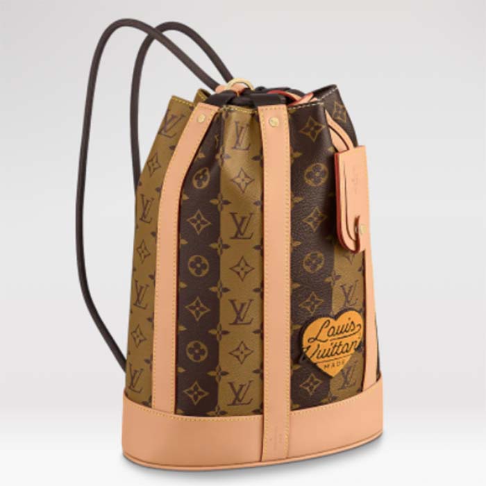 Louis Vuitton LV Unisex Randonée Messenger Bag Monogram Stripes Brown Coated Canvas