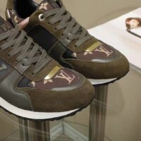 Louis Vuitton LV Unisex Run Away Sneaker Khaki Green Suede Calf Leather (2)