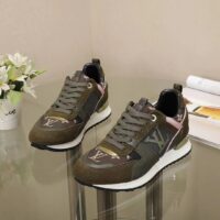 Louis Vuitton LV Unisex Run Away Sneaker Khaki Green Suede Calf Leather (2)