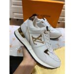 Louis Vuitton LV Unisex Run Away Sneaker White Calf Leather Monogram Canvas – Image 4