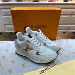 Louis Vuitton LV Unisex Run Away Sneaker White Calf Leather Monogram Canvas – Image 2