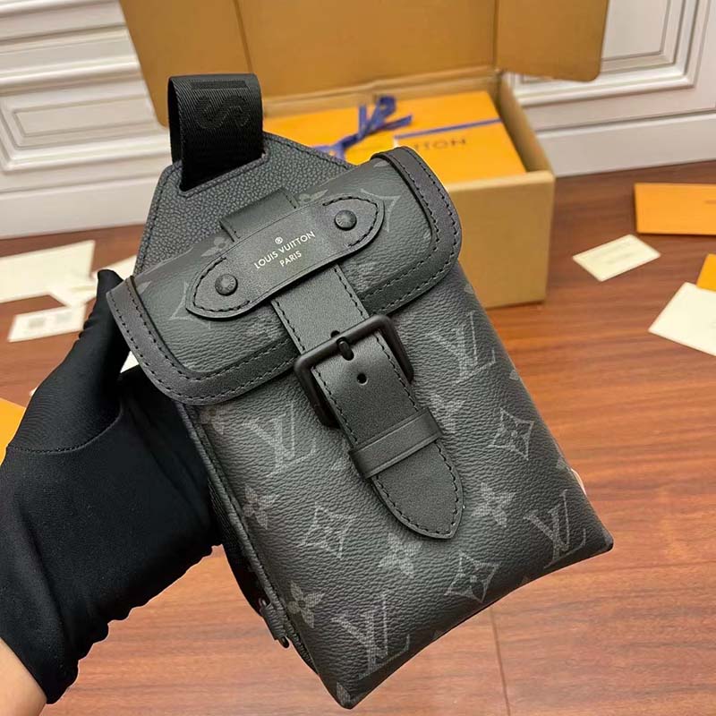 LOUIS VUITTON Monogram Eclipse Saumur Slingbag Black | FASHIONPHILE