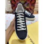 Louis Vuitton LV Unisex Time Out Sneaker Blue Monogram Debossed Denim – Image 4