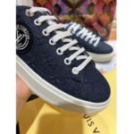 Louis Vuitton LV Unisex Time Out Sneaker Blue Monogram Debossed Denim – Image 8