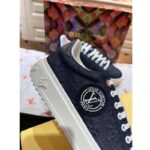 Louis Vuitton LV Unisex Time Out Sneaker Blue Monogram Debossed Denim – Image 9