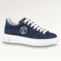 Louis Vuitton LV Unisex Time Out Sneaker Blue Monogram Debossed Denim (9)