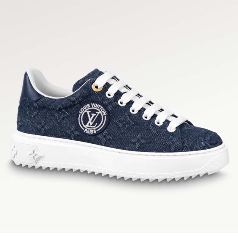 Louis Vuitton LV Unisex Time Out Sneaker Blue Monogram Debossed Denim