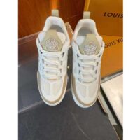 Louis Vuitton LV Unisex Trainer Sneaker Beige Monogram Denim Velcro Strap Rubber Outsole (7)