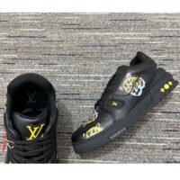 Louis Vuitton LV Unisex Trainer Sneaker Black Printed Calf Leather Rubber Outsole (5)