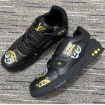 Louis Vuitton LV Unisex Trainer Sneaker Black Printed Calf Leather Rubber Outsole – Bild 6