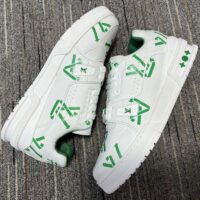 Louis Vuitton LV Unisex Trainer Sneaker Green Mix Sustainable Materials 54 Monogram Flowers (4)