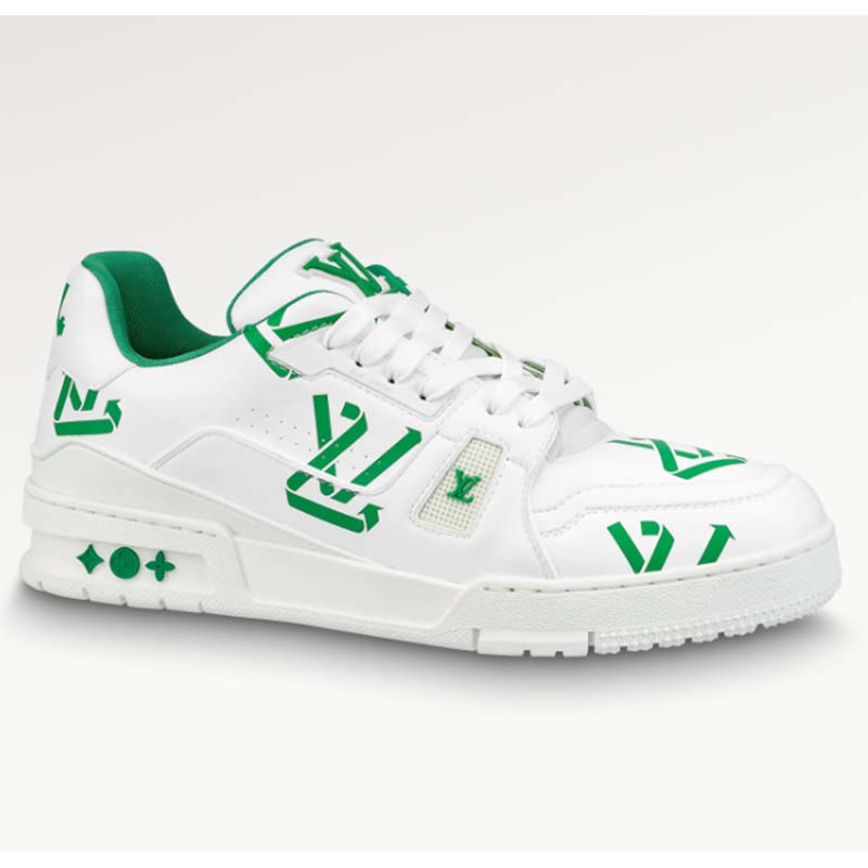 Louis Vuitton LV Unisex Trainer Sneaker Green Mix Sustainable Materials 54 Monogram Flowers