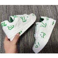 Louis Vuitton LV Unisex Trainer Sneaker Green Mix Sustainable Materials 54 Monogram Flowers (4)