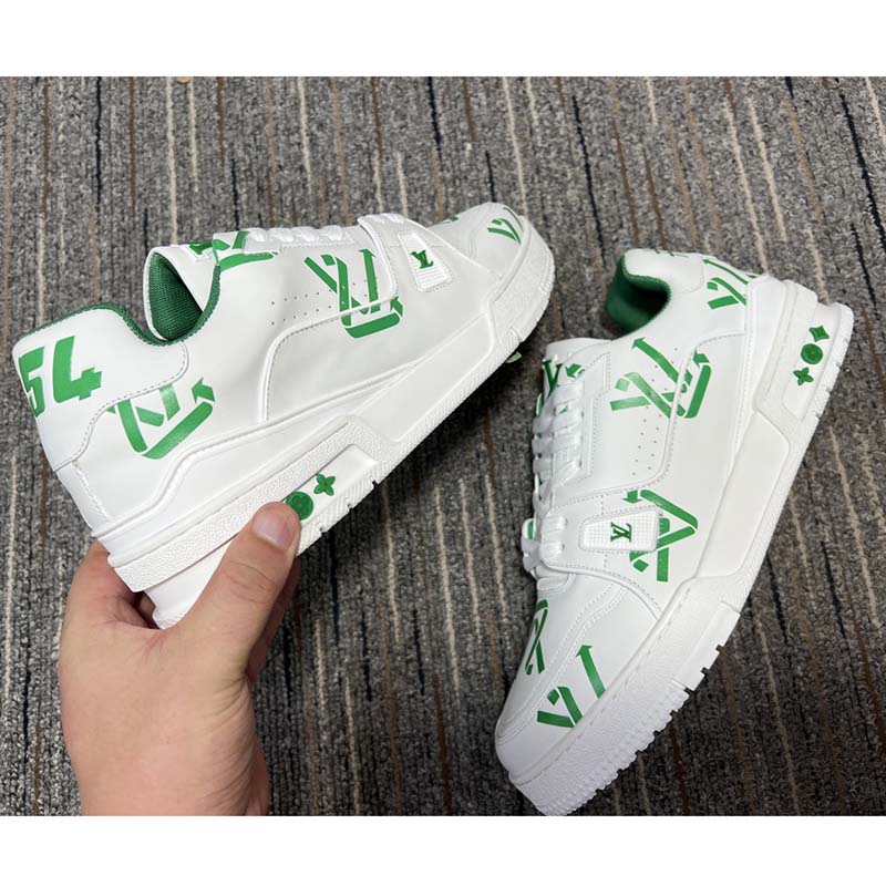 SALEOFF Louis Vuitton Trainer #54 Signature Green White Sneaker