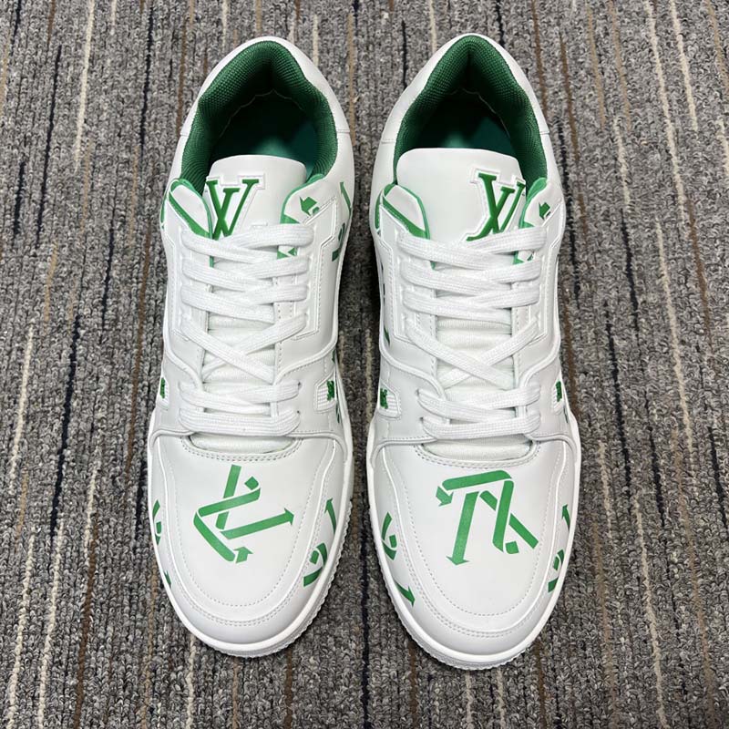 SALEOFF Louis Vuitton Trainer #54 Signature Green White Sneaker