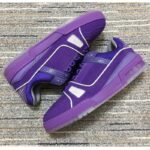 Louis Vuitton LV Unisex Trainer Sneaker Purple Metallic Canvas Rubber Outsole Monogram Flowers – Bild 6