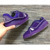 Louis Vuitton LV Unisex Trainer Sneaker Purple Metallic Canvas Rubber Outsole Monogram Flowers (11)