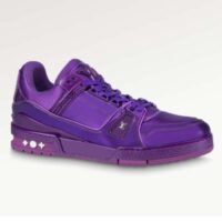 Louis Vuitton LV Unisex Trainer Sneaker Purple Metallic Canvas Rubber Outsole Monogram Flowers (11)