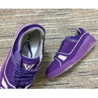 Louis Vuitton LV Unisex Trainer Sneaker Purple Metallic Canvas Rubber Outsole Monogram Flowers (11)