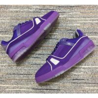 Louis Vuitton LV Unisex Trainer Sneaker Purple Metallic Canvas Rubber Outsole Monogram Flowers (11)