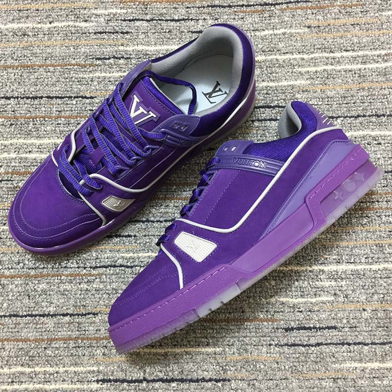 Lv trainer leather low trainers Louis Vuitton Purple size 45 EU in