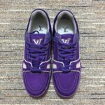 Louis Vuitton LV Unisex Trainer Sneaker Purple Metallic Canvas Rubber Outsole Monogram Flowers – Bild 3