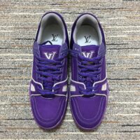 Louis Vuitton LV Unisex Trainer Sneaker Purple Metallic Canvas Rubber Outsole Monogram Flowers (11)