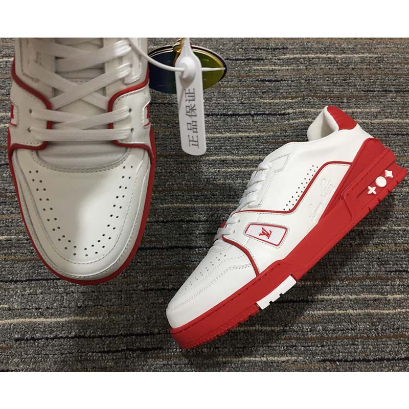 New Louis Vuitton RED/White Velcro strap Mono Trainer Sneakers (Size: Euro  44 /Men US 10-11) for Sale in Valley Stream, NY - OfferUp
