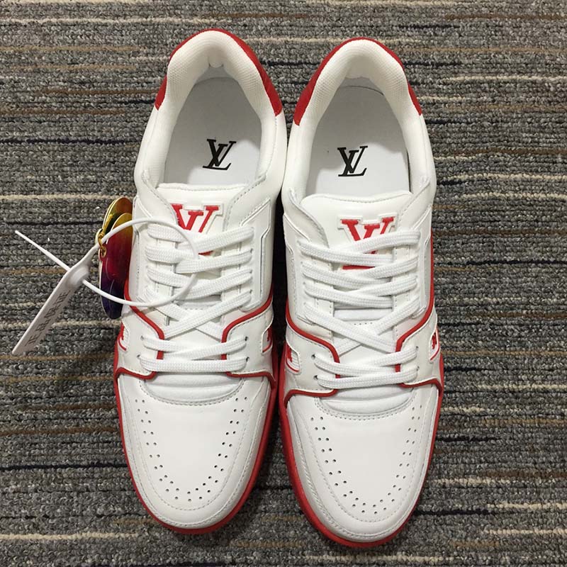 New Louis Vuitton RED/White Velcro strap Mono Trainer Sneakers (Size: EURO  46/MENS 11-12) for Sale in Valley Stream, NY - OfferUp