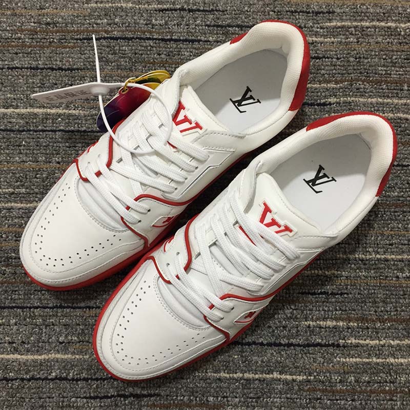 Brand New Louis Vuitton RED/White Velcro strap Mono Trainer Sneakers (Size:  Euro 44 /Men US 10-11) for Sale in Valley Stream, NY - OfferUp