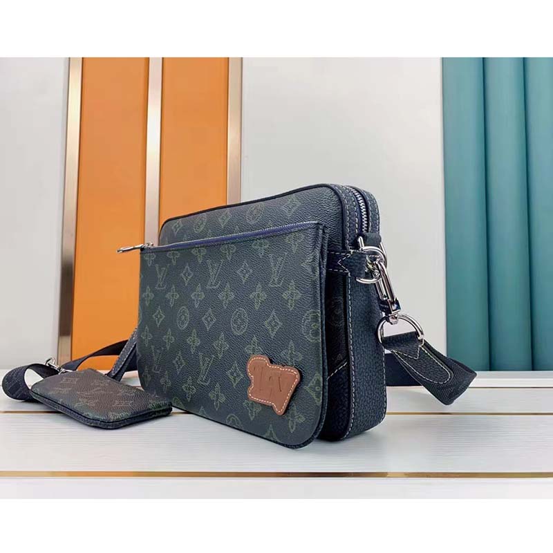 Louis Vuitton LV Unisex Trio Messenger Bag Dark Green Monogram Coated Canvas Cowhide 6
