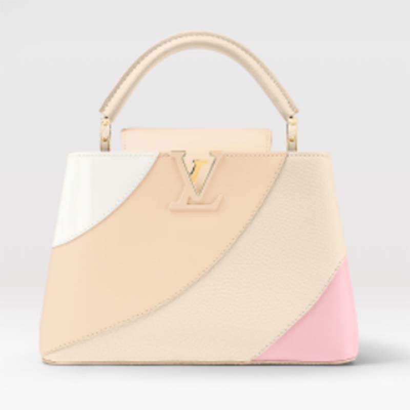Louis Vuitton LV Women Capucines BB Handbag Beige Taurillon Patent Leather Ssmooth Calfskin