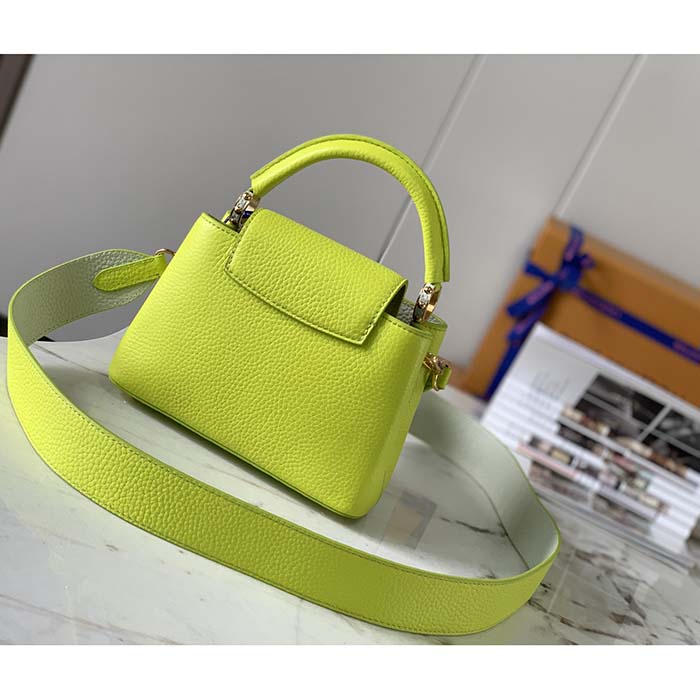 Louis Vuitton LV Women Capucines BB Handbag Cedrat Yellow Crème Nacré Taurillon Leather (12)