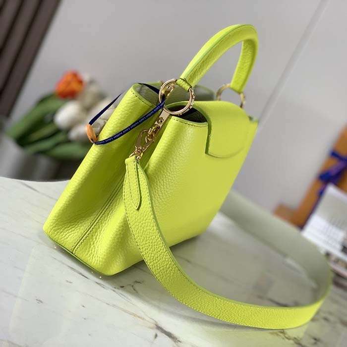 Louis Vuitton LV Women Capucines BB Handbag Cedrat Yellow Crème Nacré Taurillon Leather (14)