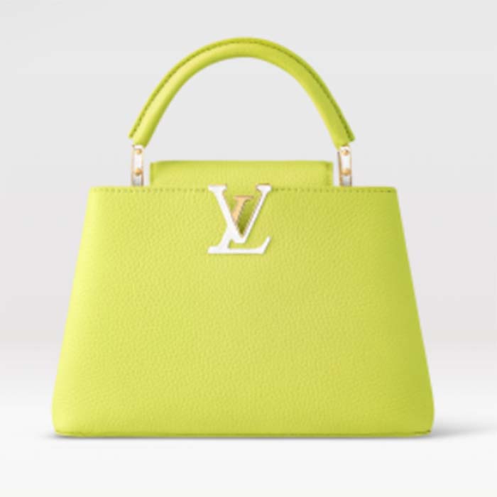 Louis Vuitton LV Women Capucines BB Handbag Cedrat Yellow Crème Nacré Taurillon Leather