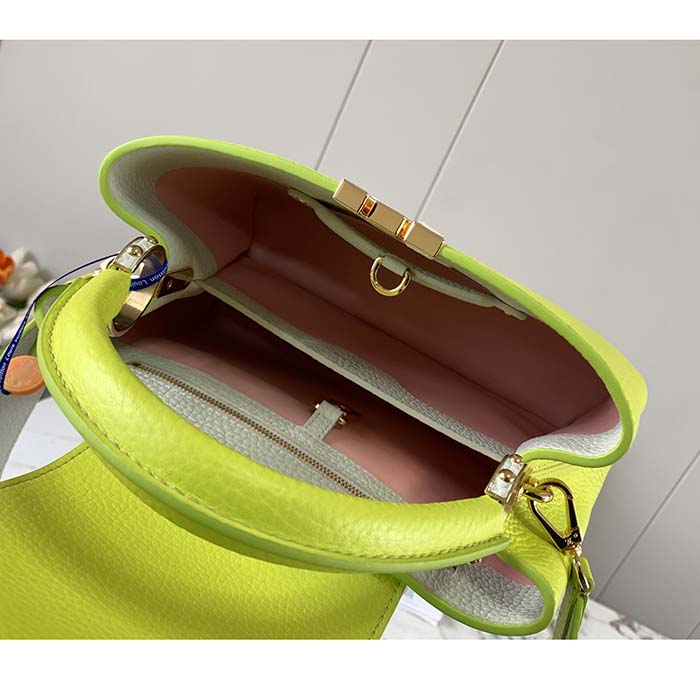 Louis Vuitton LV Women Capucines BB Handbag Cedrat Yellow Crème Nacré Taurillon Leather (6)