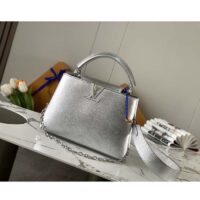 Louis Vuitton LV Women Capucines BB Handbag Etain Metallic Gray Taurillon Leather (8)