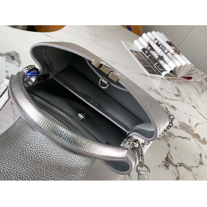 Louis Vuitton Capucines BB Metallic Grey Top Handle Handbag - Chronostore