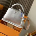Louis Vuitton LV Women Capucines BB Handbag Etain Metallic Gray Taurillon Leather - Image 2