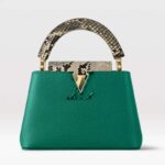 Louis Vuitton LV Women Capucines Mini Handbag Emeraude Green Taurillon Leather Python Skin
