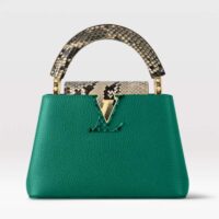 Louis Vuitton LV Women Capucines BB Handbag Green Taurillon Python Skin Leather (10)