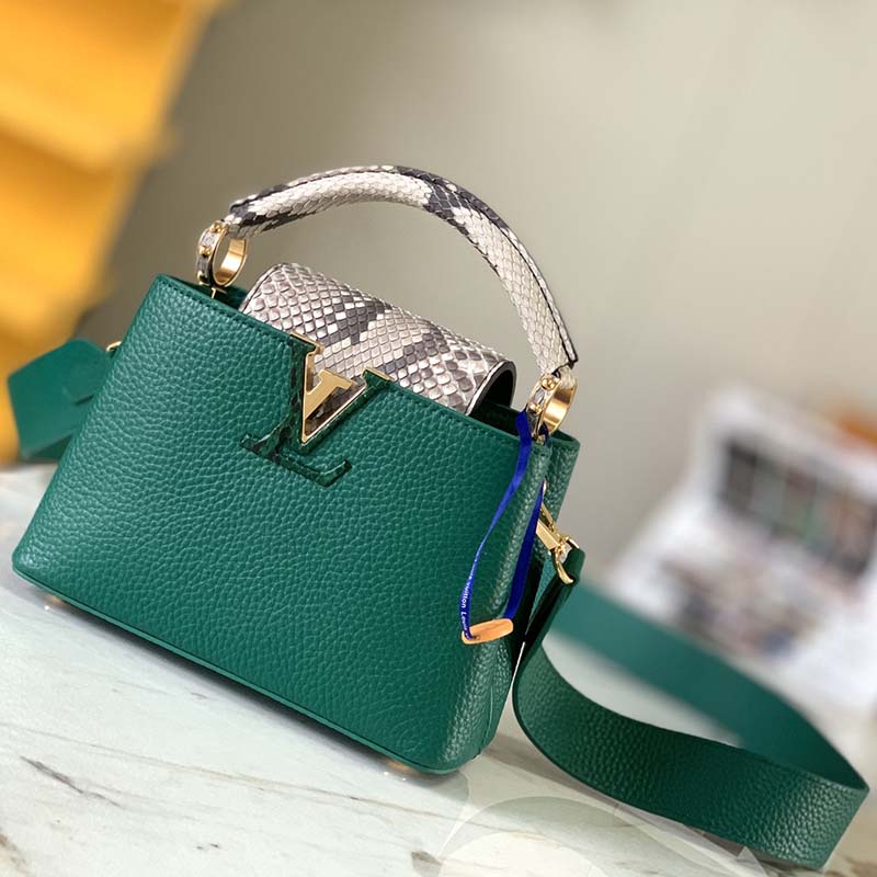 Louis Vuitton Emerald Green Taurillon Capucines Bb Gold Hardware, 2022, Womens Handbag