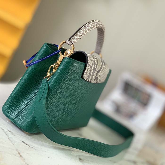 Louis Vuitton Emerald Green Taurillon Capucines Bb Gold Hardware, 2022, Womens Handbag