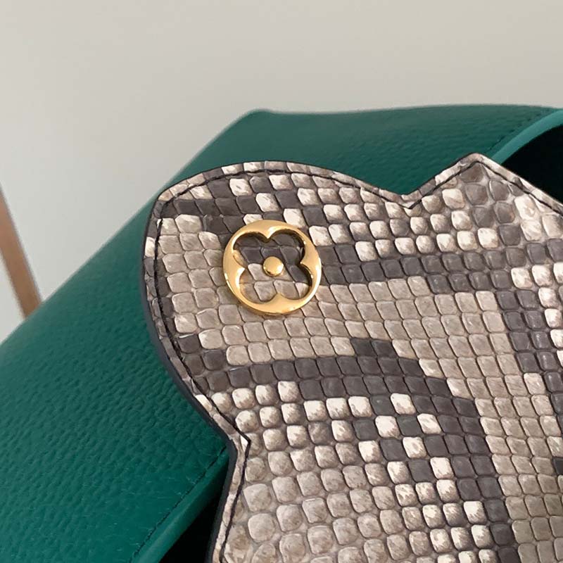 Louis Vuitton Emeraude Green Leather and Python Skin Capucines Mini Bag at  1stDibs