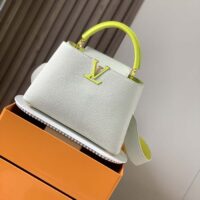 Louis Vuitton LV Women Capucines BB Handbag Snow White Cedrat Santorin Taurillon Leather (12)