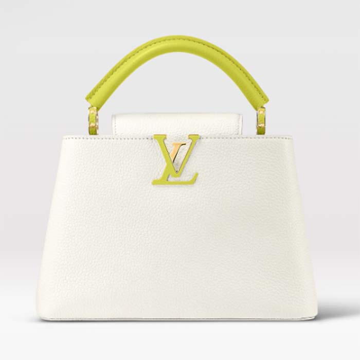 Louis Vuitton LV Women Capucines BB Handbag Snow White Cedrat Santorin Taurillon Leather